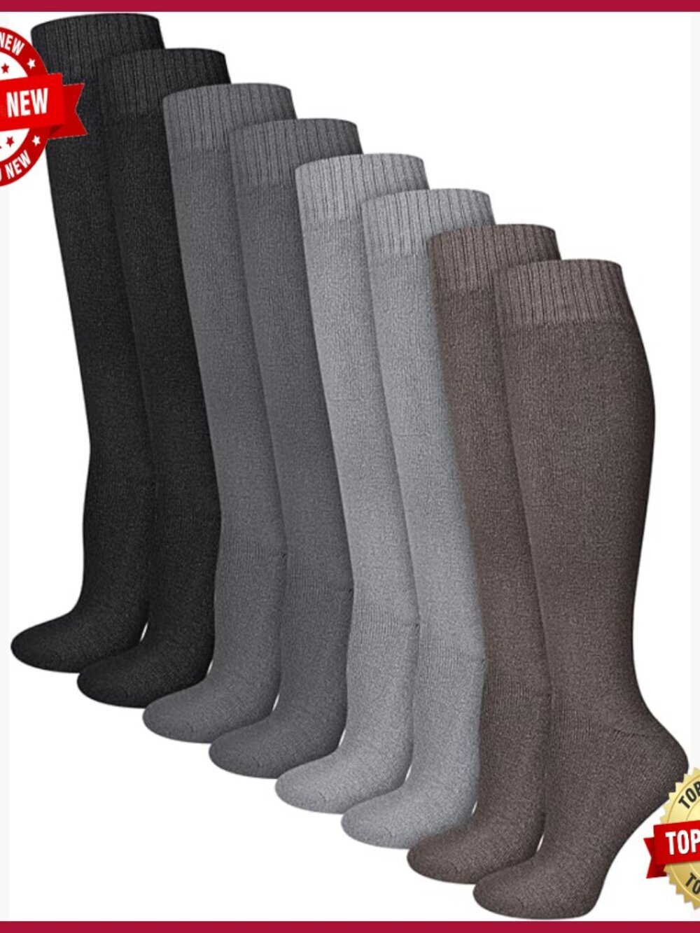 8 Pairs Warm Knee High Socks Winter Boot Thick Hiking Skiing
